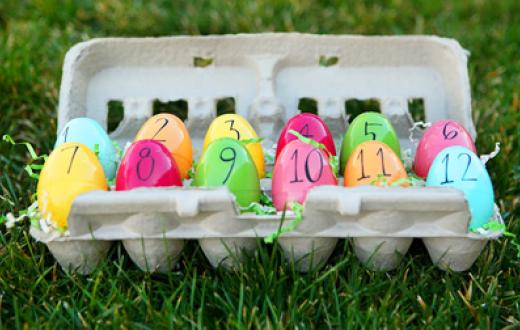 Carton of Easter eggs