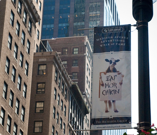 Image of a Chick-fil-A banner on Madison Avenue