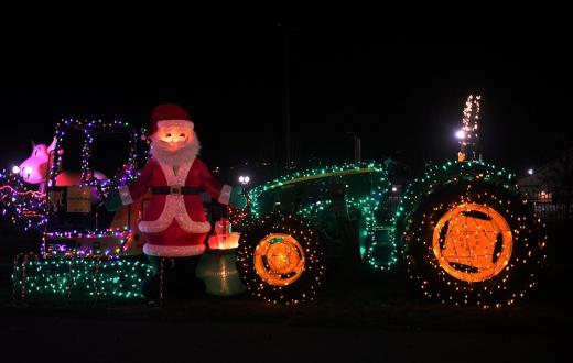 Santa and a tractor at Holiday Magic at the Fair new holiday show Washington State Fairgrounds 
