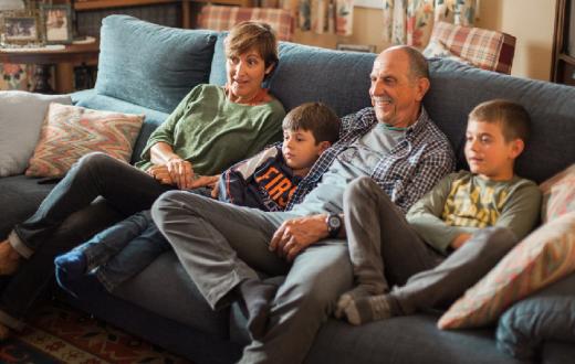 grandparents-and-kids-watching-television