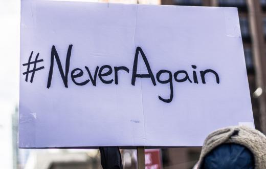 #NeverAgain poster at gun safety rally March for Our Lives