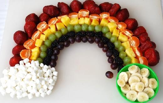 Rainbow made of food